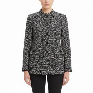 St. John Women’s Black/White Textured Knit Blazer JacketButton Front Size 14
